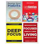Lazy Genius, Rewire Your Habits, Deep Focus, Focused Living 4 Books Collection Set
