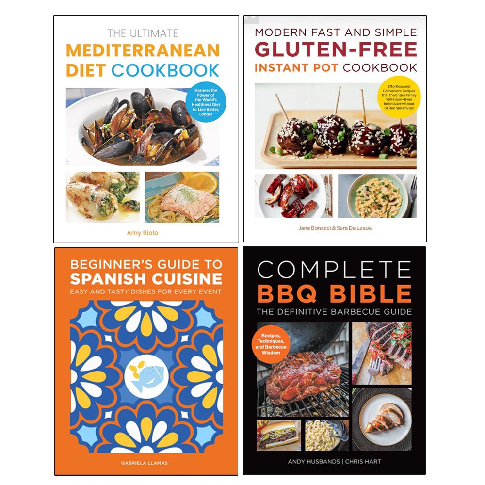Modern Fast and Simple Gluten-Free, The Ultimate Mediterranean Diet, Beginner's Guide to Spanish Cuisine, Complete BBQ BIBLE 4 Books Collection Set
