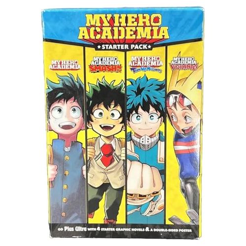 My Hero Academia Manga Set, 4 Volumes, Double-Sided Poster, Featuring: My Hero Academia, My Hero Academia Smash!!, My Hero Academia Team Up Missions, My Hero Academia Vigilantes
