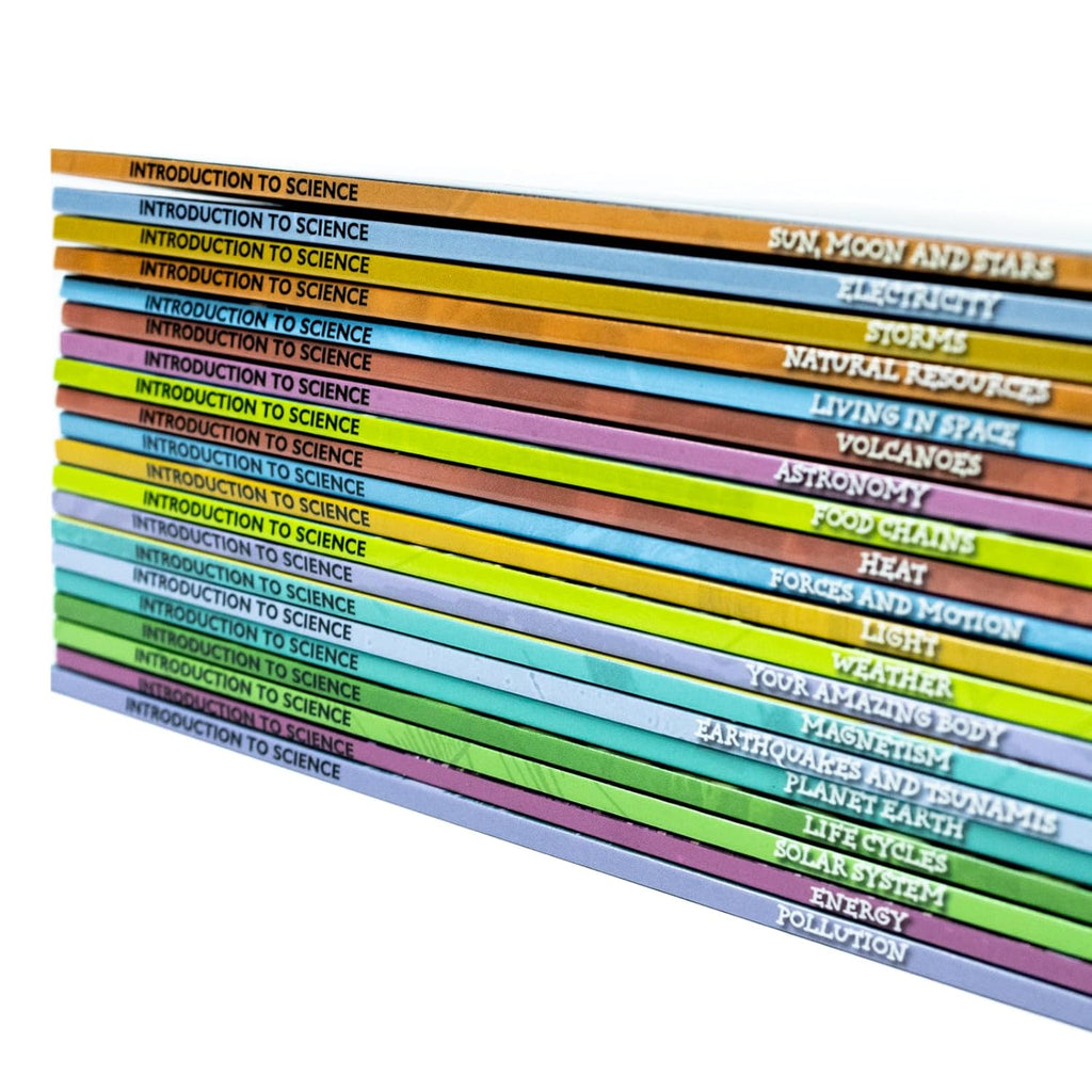 Introduction to Science for Beginners 20 Books Collection Box Set (Astronomy, Electricity, Food Chains, Forces and Motion, Heat,Natural Resources,Living in Space, Storms, Sun Moon and Stars & More)