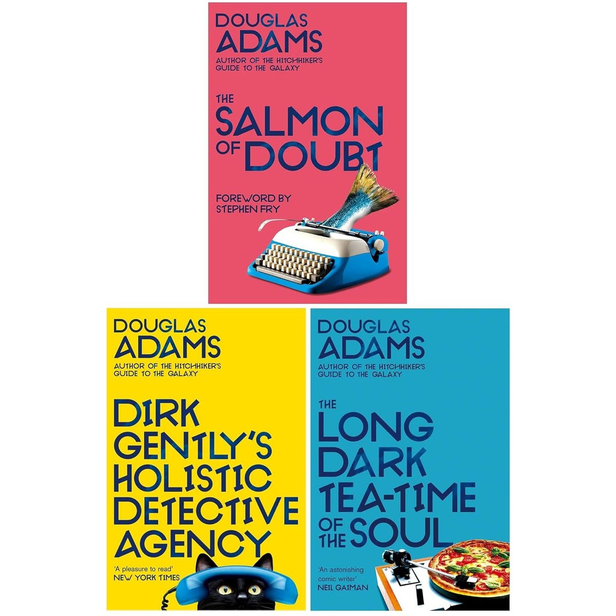 Dirk Gently Series 3 Books Collection Set by Douglas Adams (Dirk Gently's Holistic Detective Agency, The Long Dark Tea-Time of the Soul, The Salmon of Doubt)