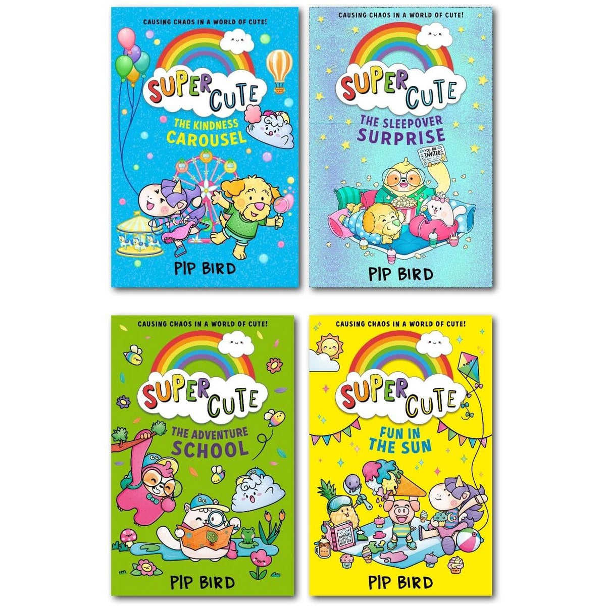 Super Cute 4 Books Collection Set by Pip Bird (The Sleepover Surprise, Fun in the Sun, The Kindness Carousel & The Adventure School)