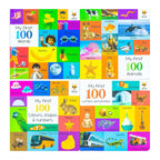 My First 100 Words Box Set 4 Board Books Collection Set (Words, Animals, Colours, Shapes and Numbers, Letters and Phonics)