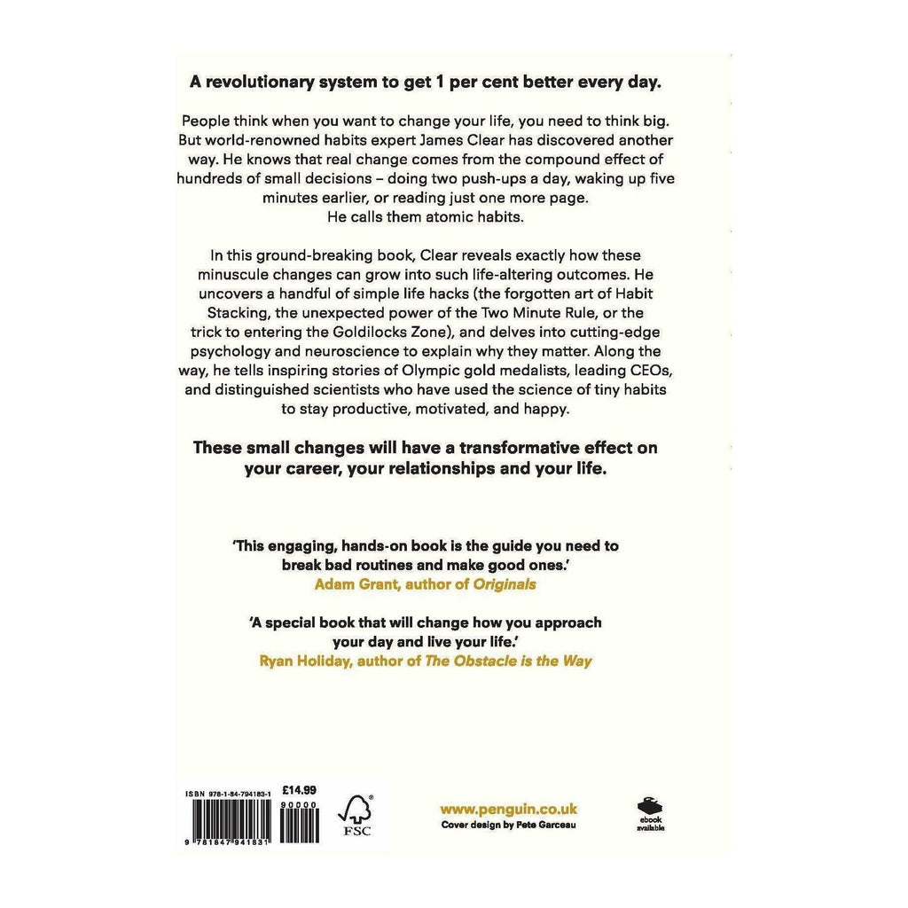 Atomic Habits by James Clear, Atomic Habits Book, James Clear, Self Help Book, Learn Tiny Changes Get Remarkable Results