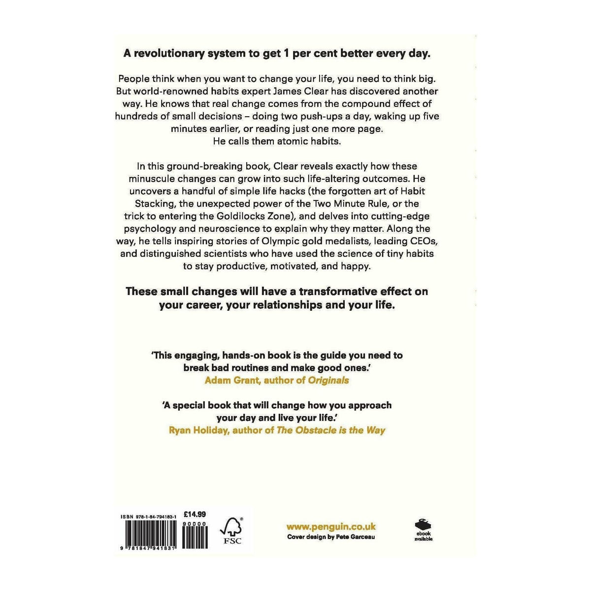 Atomic Habits by James Clear, Atomic Habits Book, James Clear, Self Help Book, Learn Tiny Changes Get Remarkable Results