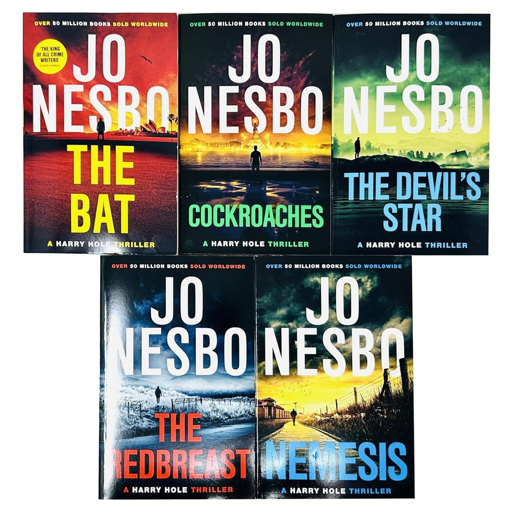 Harry Hole Series 1-5 Books Collection Set By Jo Nesbo (The Bat, Cockroaches, The Redbreast, Nemesis & The Devil's Star)