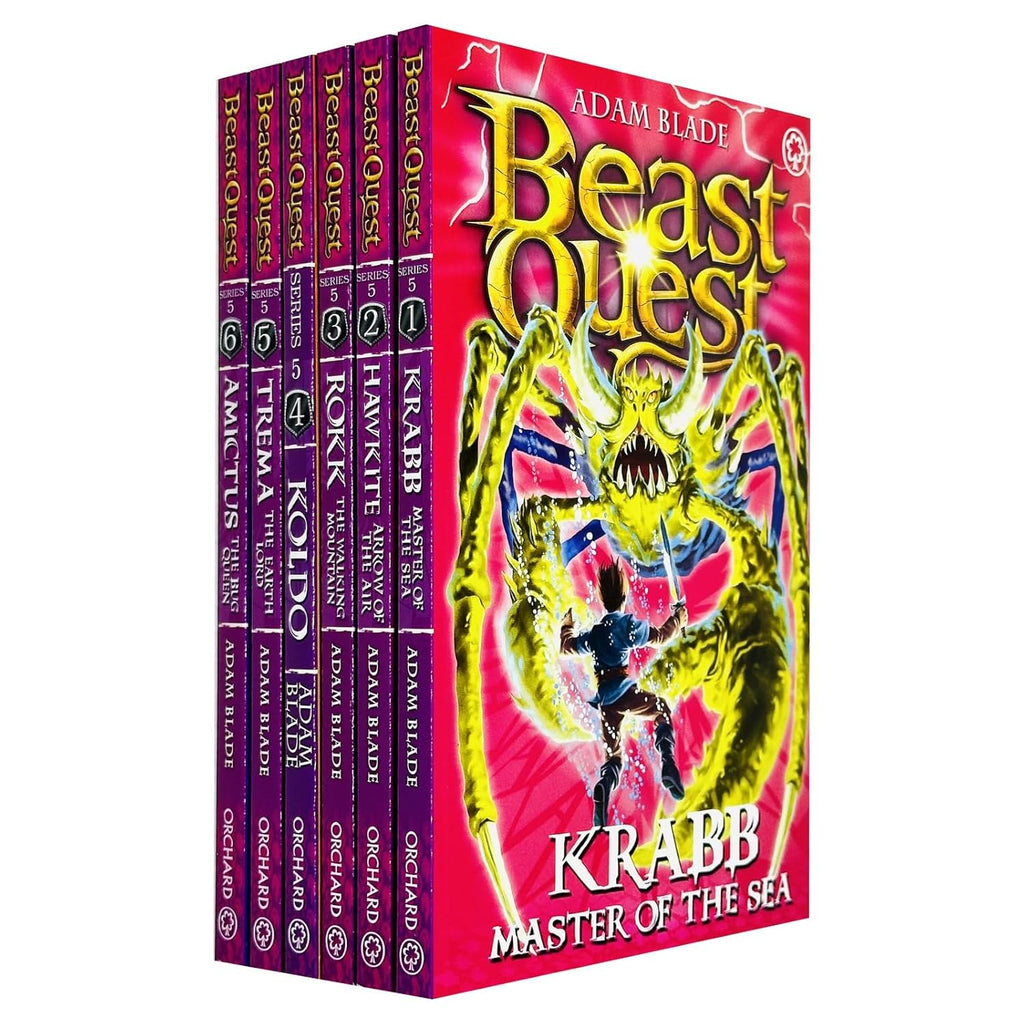 Beast Quest Series 5 (Books 25–30) – 6 Books Collection Set by Adam Blade | Trema, Krabb, Horvos, Silver, Spikefin & Tusk