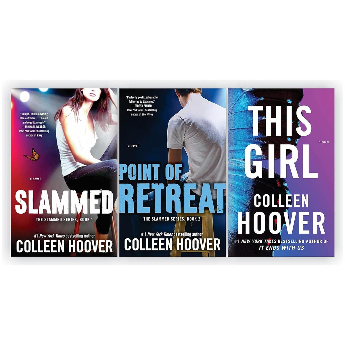 Colleen Hoover Slammed Series 3 Books Collection Set (Slammed, Point of Retreat, This Girl)