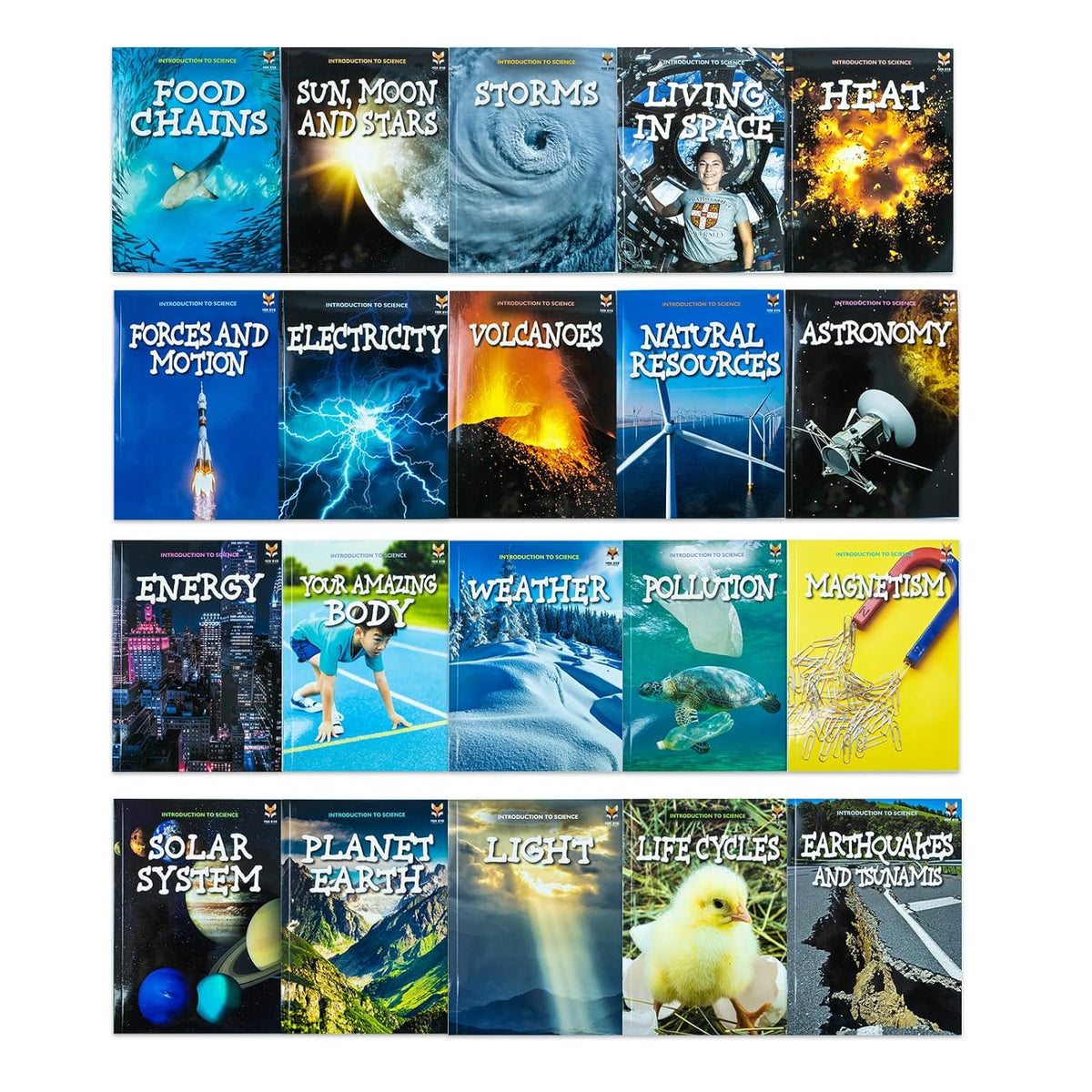 Introduction to Science for Beginners 20 Books Collection Box Set (Astronomy, Electricity, Food Chains, Forces and Motion, Heat,Natural Resources,Living in Space, Storms, Sun Moon and Stars & More)