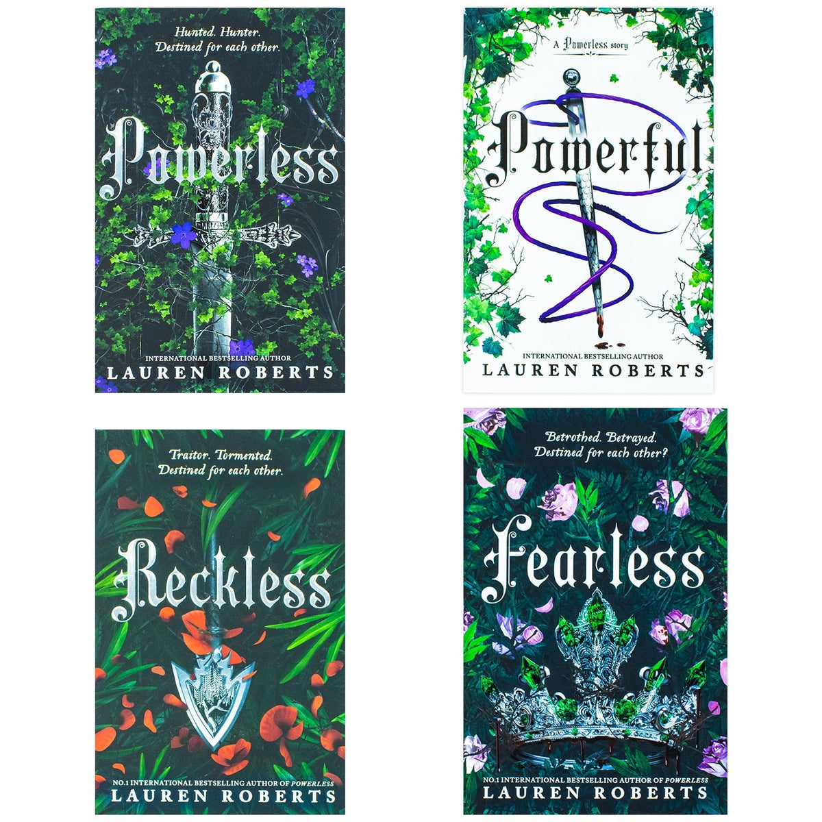 The Powerless Trilogy By Lauren Roberts 4 Books Collection Set (Fearless [Hardback], Powerless, Powerful and Reckless)