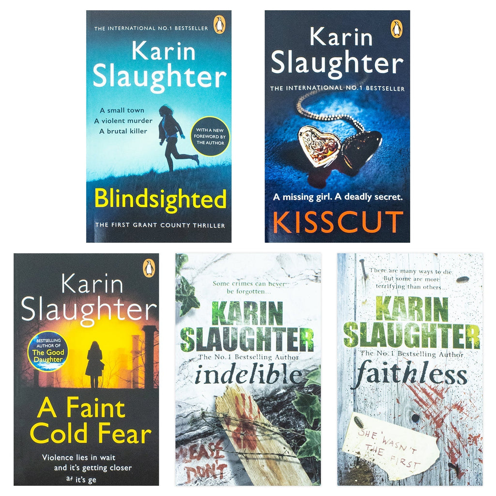 Grant County Series 5 Books Collection Set By Karin Slaughter (Blindsighted, Kisscut, A Faint Cold Fear, Indelible & Faithless)