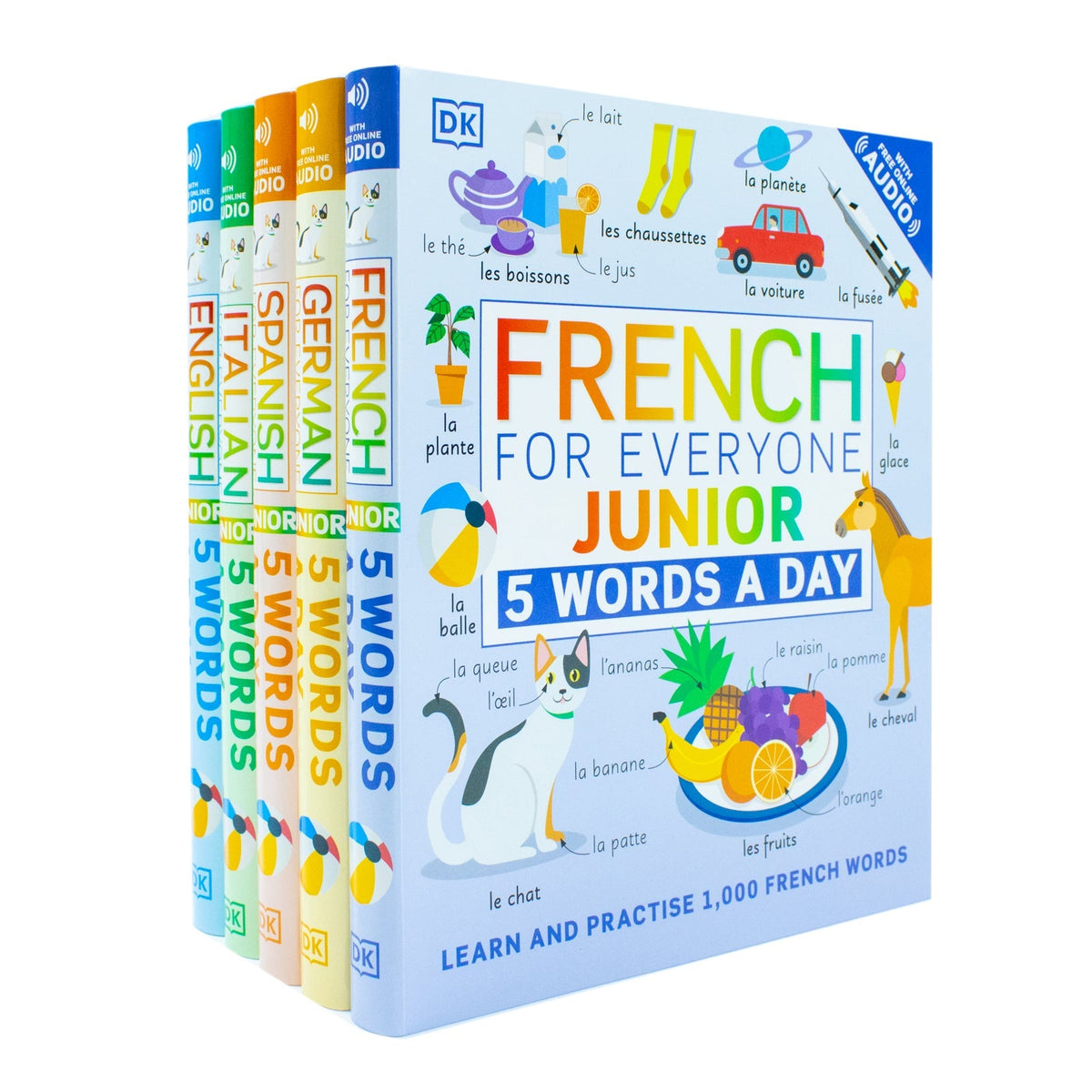 5 Words a Day series 5 Books Collection Set By DK (French, Italian, German, Spanish, English)