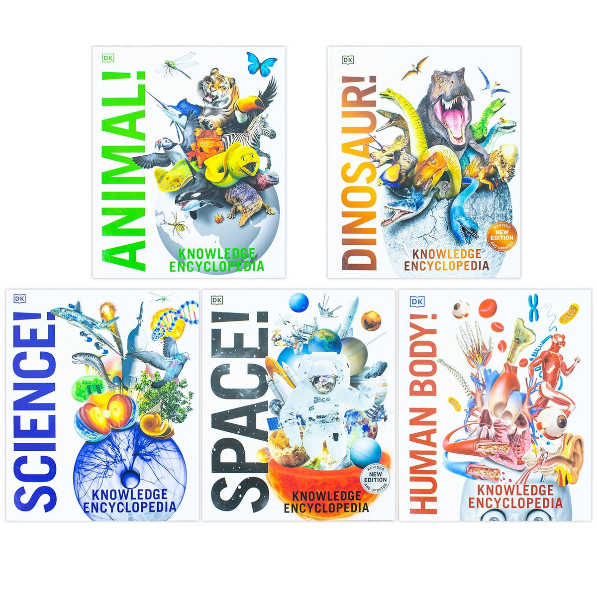 Knowledge Encyclopedias Collection 5 Books Set By DK (Human Body, Science, Space, Animal and Dinosaur)
