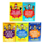 Roman Garstang Disasters Collection 5 Books Set By Mark Lowery (Chicken Nugget Ambush, Attack of the Woolly Jumper, Great Caravan Catastrophe, Revenge of the Spaghetti Hoops, The Jam Doughnut That Ruined My Life)