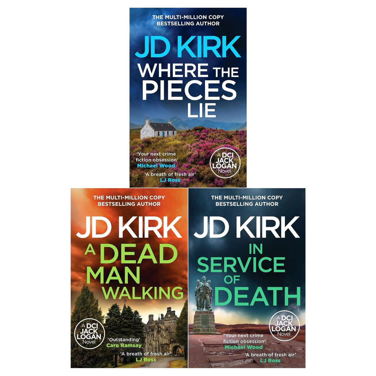 DCI Logan Crime Thrillers 17-19 3 Books Collection Set by JD Kirk (In Service of Death, Where the Pieces Lie, A Dead Man Walking)