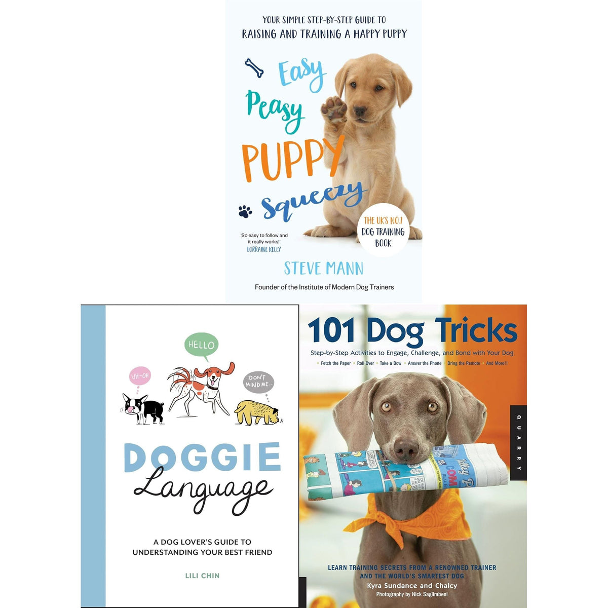 Doggie Language (HB), 101 Dog Tricks, Easy Peasy Puppy Squeezy 3 Books Collection Set