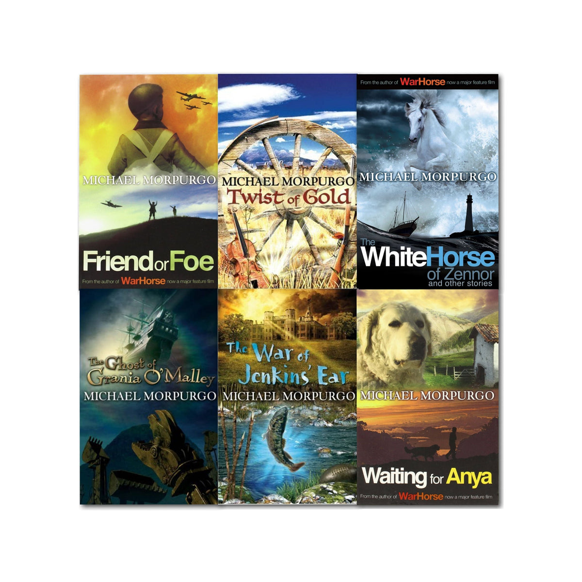 Michael Morpurgo Collection 6 Books Set Waiting for Anya, Friend or Foe, The War of Jenkins Ear, Twist of Gold, White Horse of Zennor, Ghost of Grania O'Malley