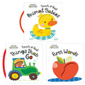 Petite Boutique Touch and Feel Things That Go, Animal Babies, First Words 3 Books Collection Set