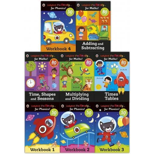 Ladybird I Am Ready Phonics Workbooks And Maths 8 Books Collection Set