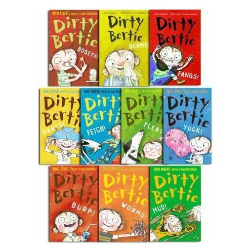 Dirty Bertie - Series 1 - David Roberts 10 Books Collection Set Fangs Fetch Germs Mud Bogeys Yuck ..