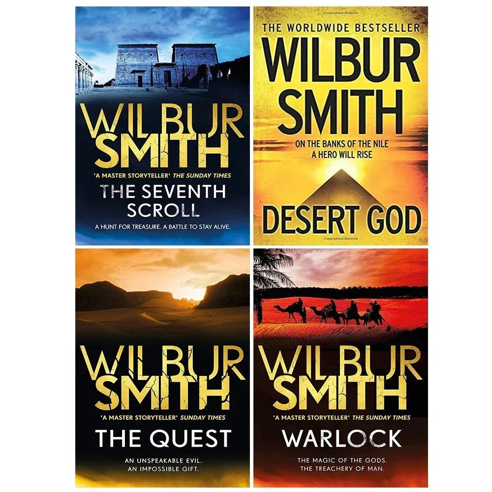 Wilbur Smith Egyptian 4 Books Set  (The Quest, Warlock, The Seventh Scroll, River God)