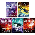 Agent Cormac Series 5 Books Collection Set by Neal Asher( The Line of Polity ,Brass Man, Polity Agent, Line War & Shadow of the Scorpion)