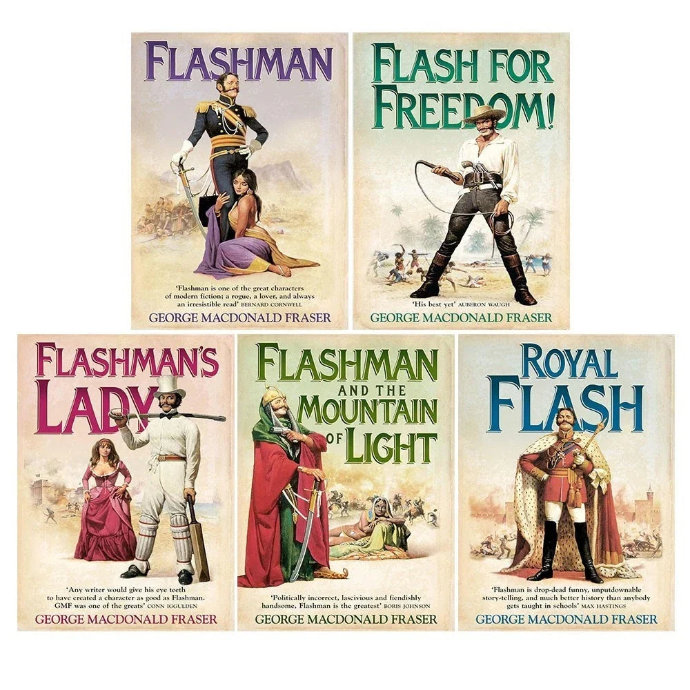 Flashman Papers Series 5 Books Set by George MacDonald Fraser (Flashman and The Mountain of Light, Flash for Freedom!, Flasman`s Lady, Flashman, Royal Flash )