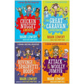 Roman Garstang Disasters Series 4 Books Collection Set by Mark Lowery(The Chicken Nugget ,Ambush Attack of the Woolly Jumper, The Great Caravan Catastrophe & Revenge of the Spaghetti Hoops)