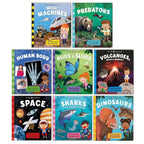 Priddy Explorers Series 8 Books Collection Set by Priddy Books, Roger Priddy (Space, Sharks, Dinosaurs, Human Body, Bugs and Slugs, Volcanoes Rocks and Minerals, Mega Machines, Predators)