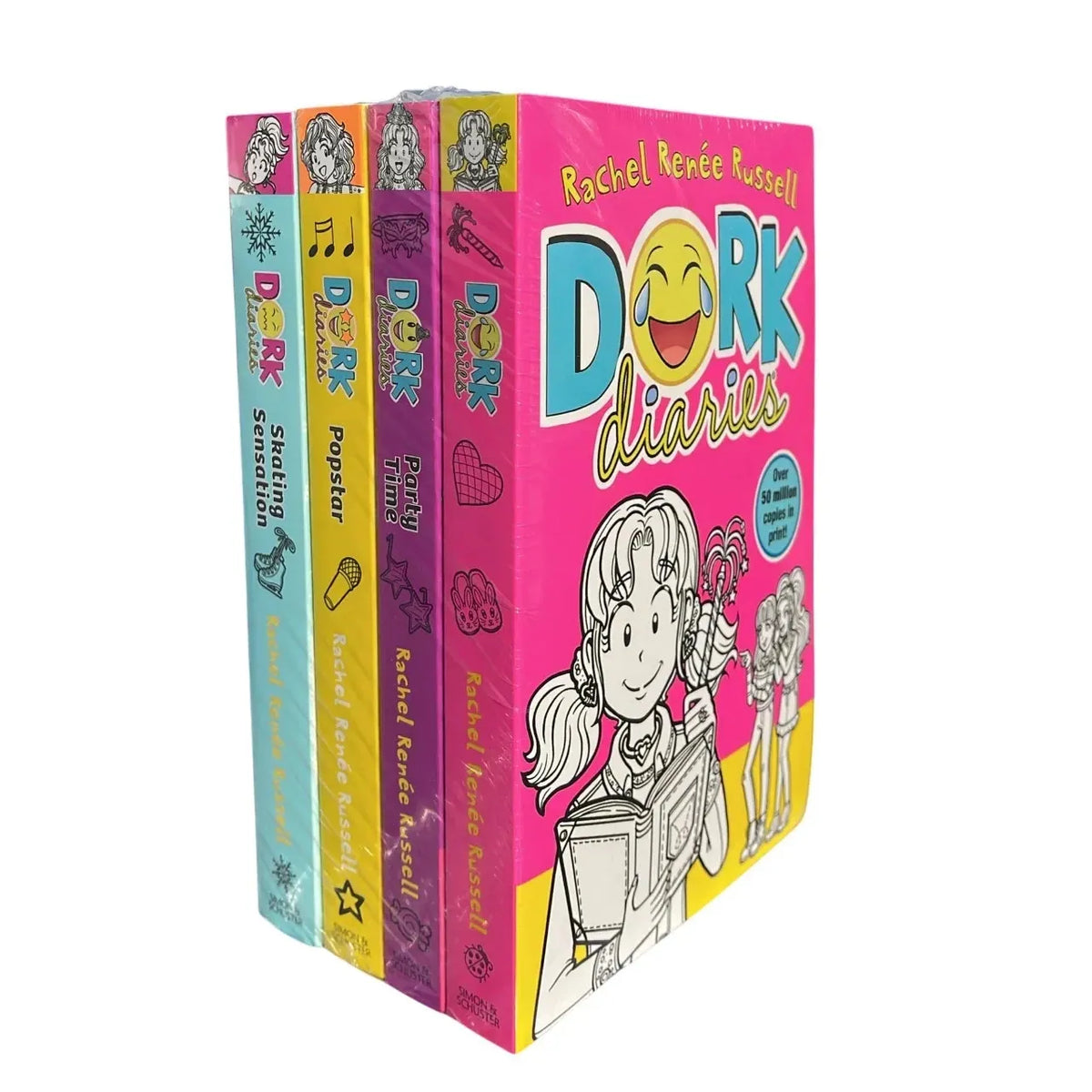 Dork Diaries Series (Book 1-4) By Rachel Renee Russell 4 Books Collection Set (Dork Diaries, Dork Diaries: Party Time, Dork Diaries: Pop Star and Dork Diaries: Skating Sensation)