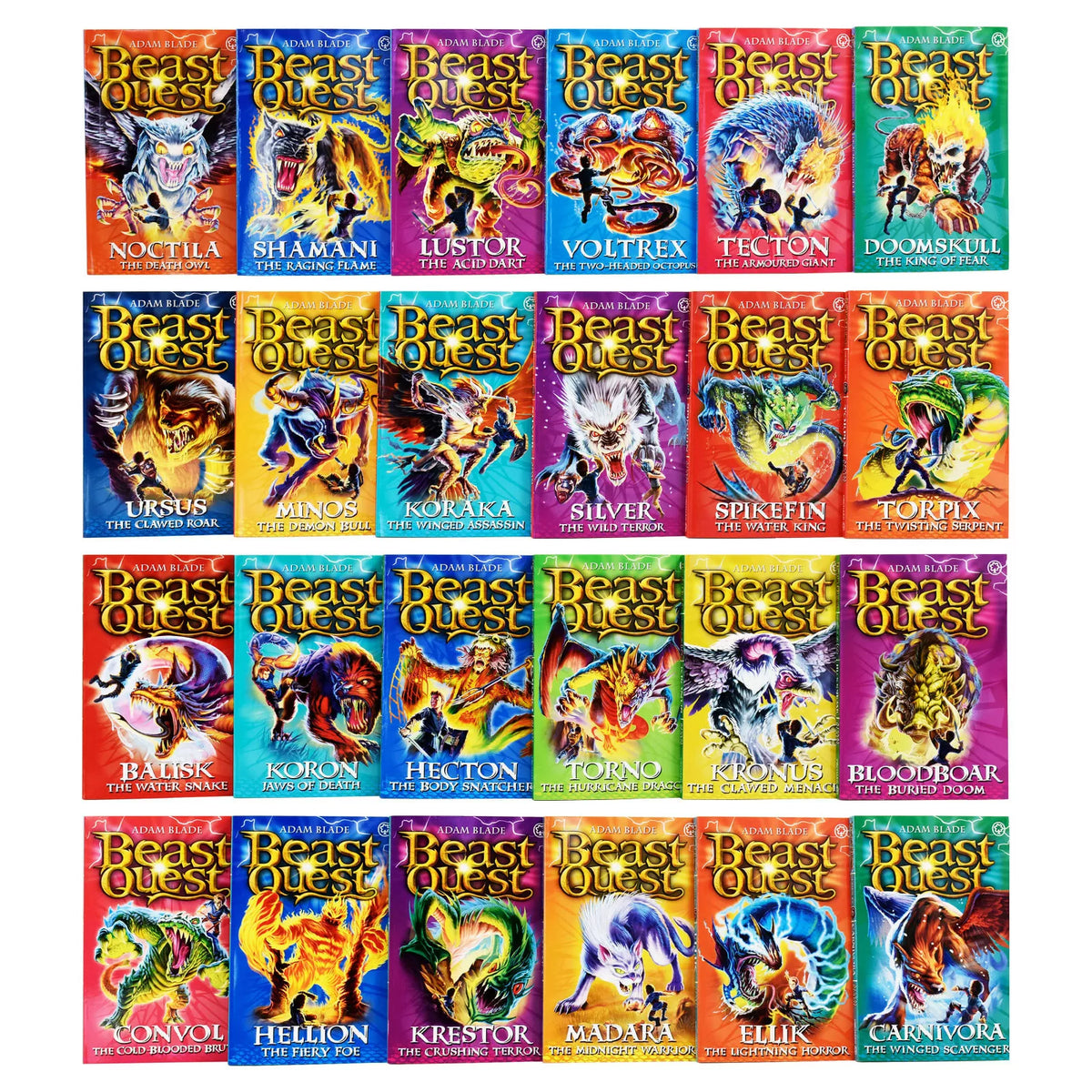 Beast Quest 24 Books Collection Set Series 7 - 10 by Adam Blade (Noctila, Doomskull, Ursus, Torpix, Balisk, Bloodboar, Convol, Carnivora & MORE!)