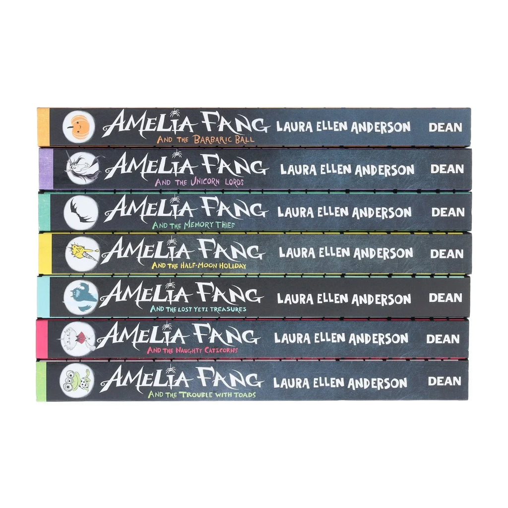 Amelia Fang Series 7 Books Collection Set by Laura Ellen Anderson (Naughty Caticorns, Trouble with Toads, Lost Yeti Treasures, Half-Moon Holiday, Memory Thief, Unicorn Lords, Barbaric Ball)