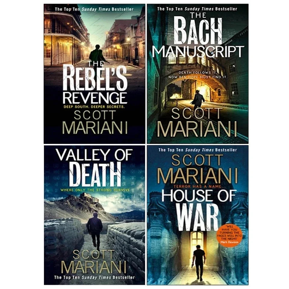 Ben Hope Series 4 Collection 4 Books Set by Scott Mariani Bach(The Bach Manuscript,The Rebel’s Revenge, Valley of Death & House of War)