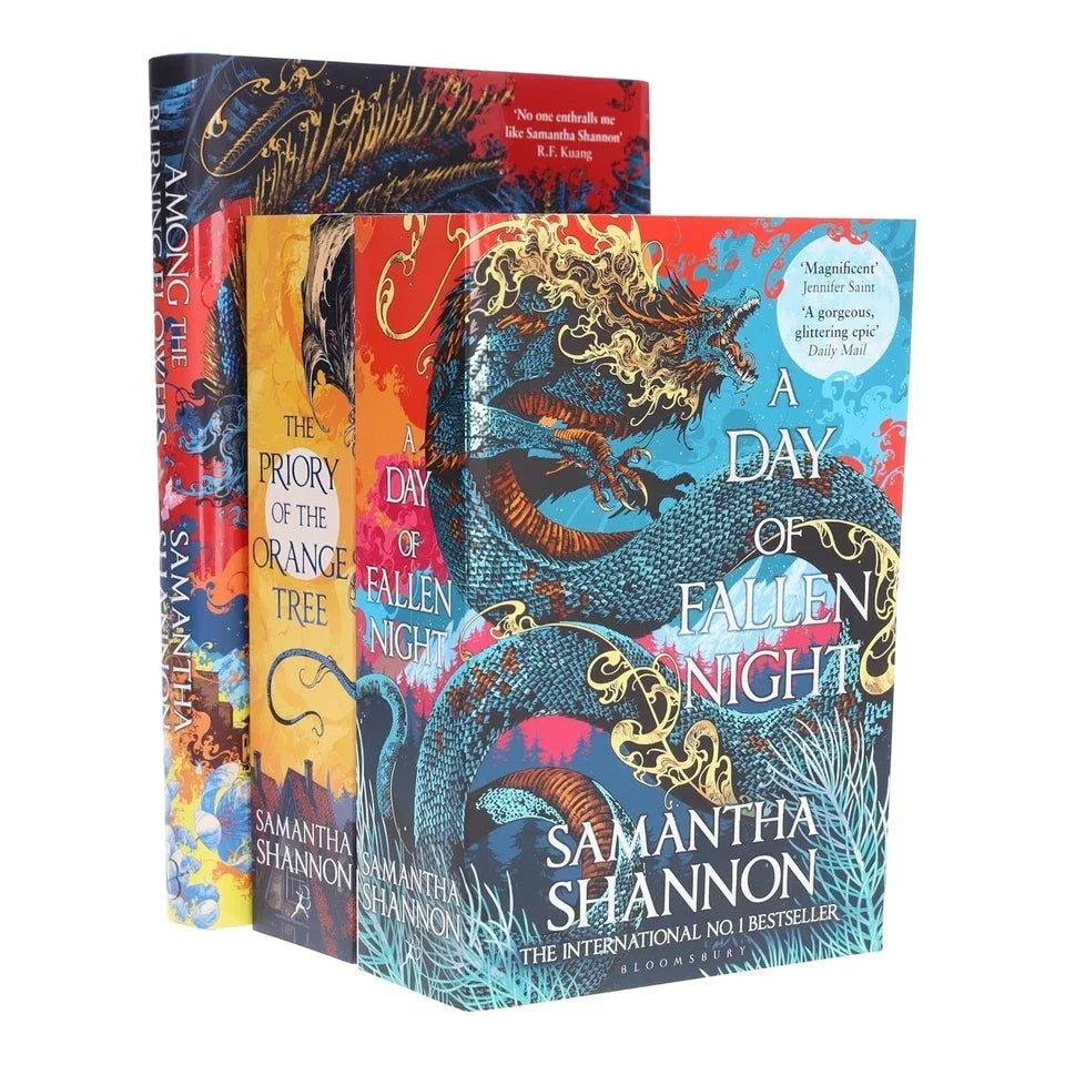 Roots of Chaos Series 3 Books Collection Set by Samantha Shannon(The Priory of the Orange Tree, A Day of Fallen Night  & Among the Burning Flowers(Hardback))
