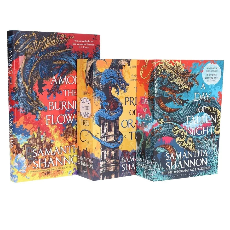 Roots of Chaos Series 3 Books Collection Set by Samantha Shannon(The Priory of the Orange Tree, A Day of Fallen Night  & Among the Burning Flowers(Hardback))