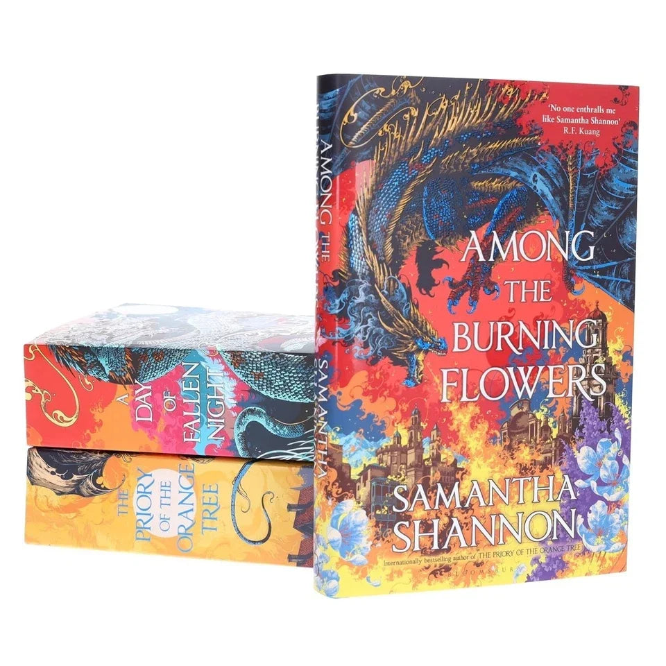 Roots of Chaos Series 3 Books Collection Set by Samantha Shannon(The Priory of the Orange Tree, A Day of Fallen Night  & Among the Burning Flowers(Hardback))