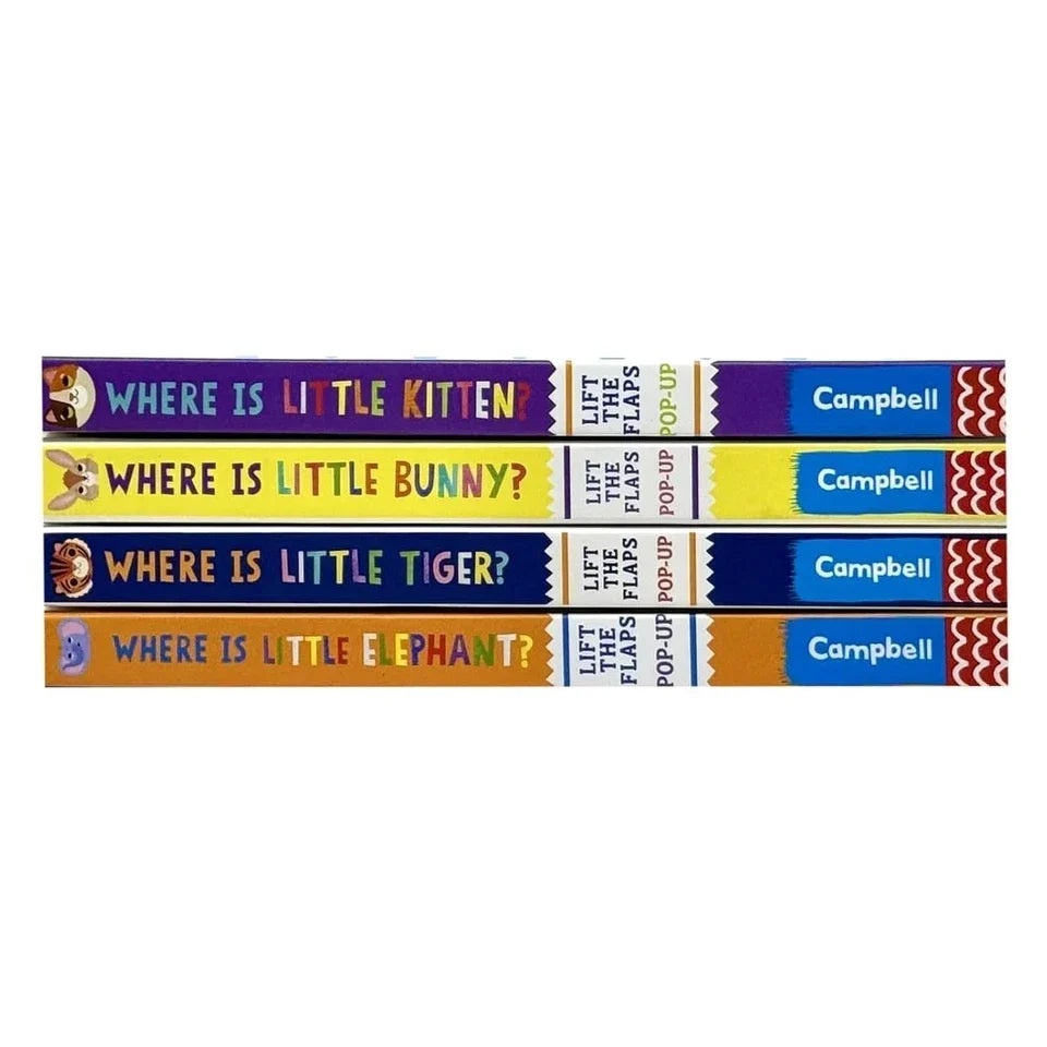 Where is Little... Series 4 Books Collection Set By Campbell Books (Where is Little Elephant?, Where is Little Tiger? & More)
