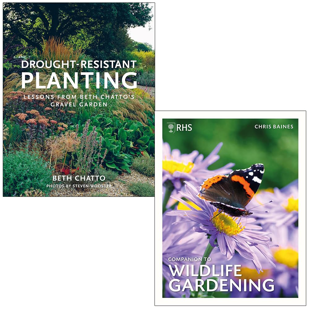 Drought-Resistant Planting By Beth Chatto & RHS Companion to Wildlife Gardening By Chris Baines 2 Books Collection Set